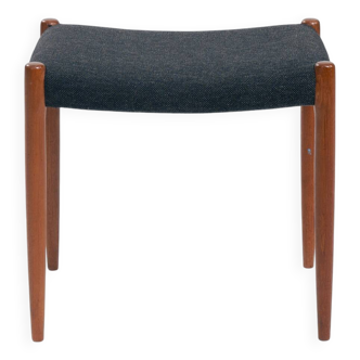 Niel O Moller teak stool 80a with black wool fabric, Denmark, 1960s