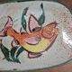 Plat Vallauris, années 60-70. Décor de poisson