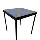 Table d'appoint vintage en mosaïque bleue / table à plantes