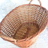 Large vintage dark wicker basket with handles