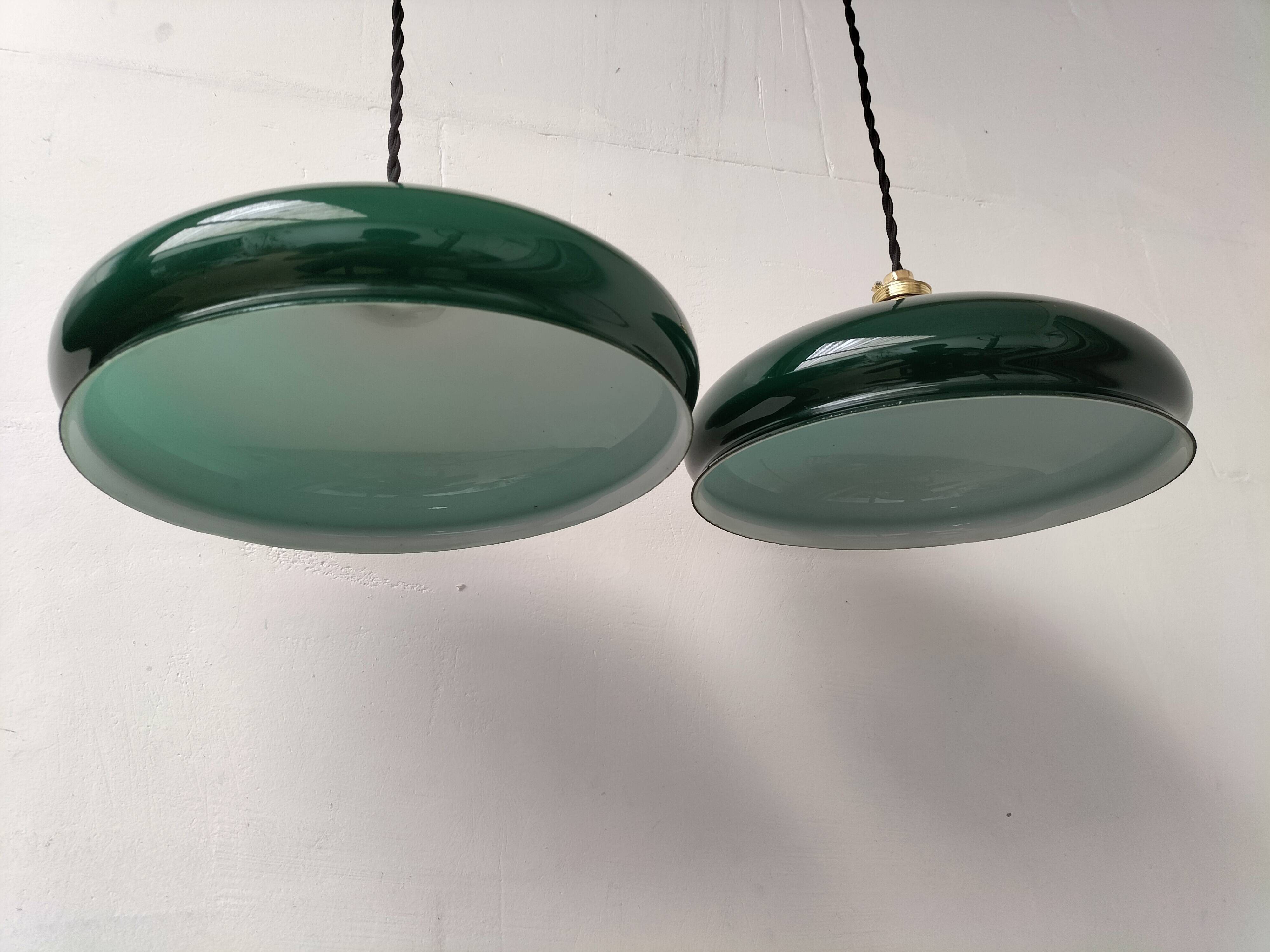 Green opaline pendant lights