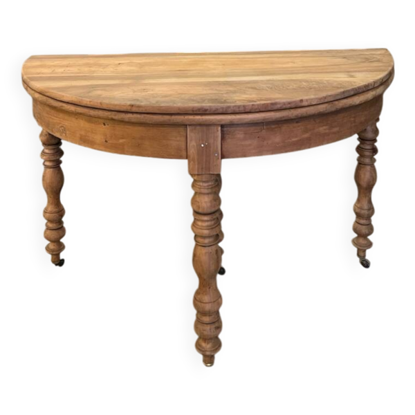 Table demi lune rabattable en noyer