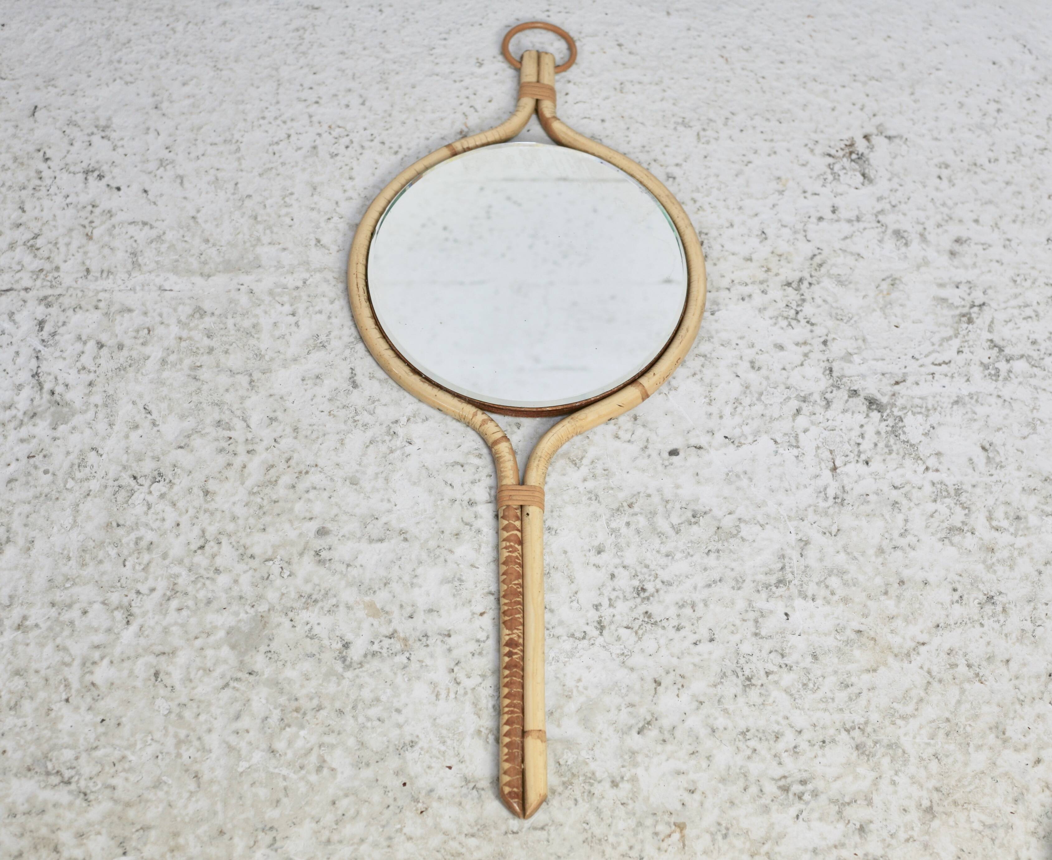 Rattan mirror in the style of Louis Sognot, France, 1950