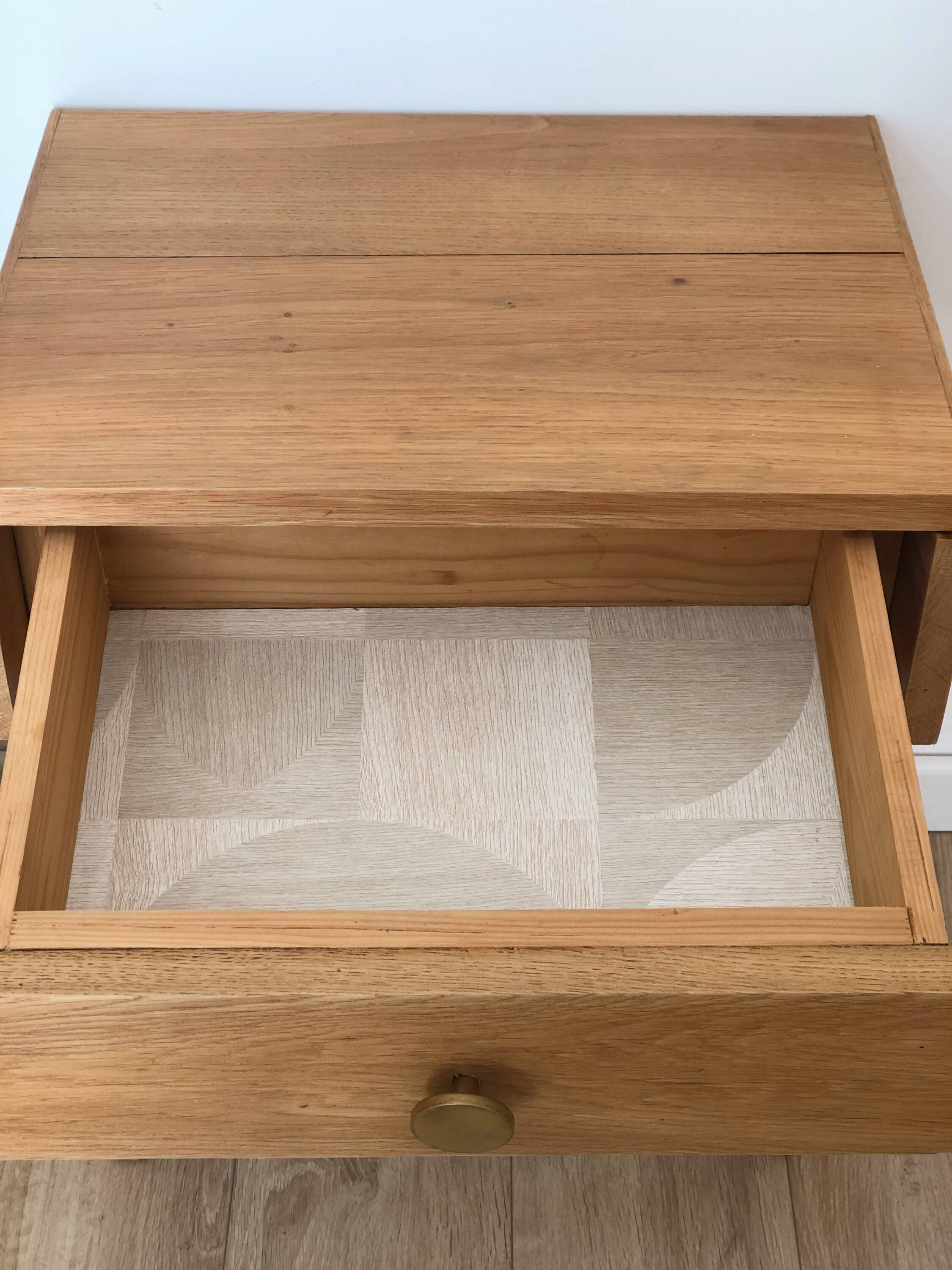 Vintage solid oak bedside table