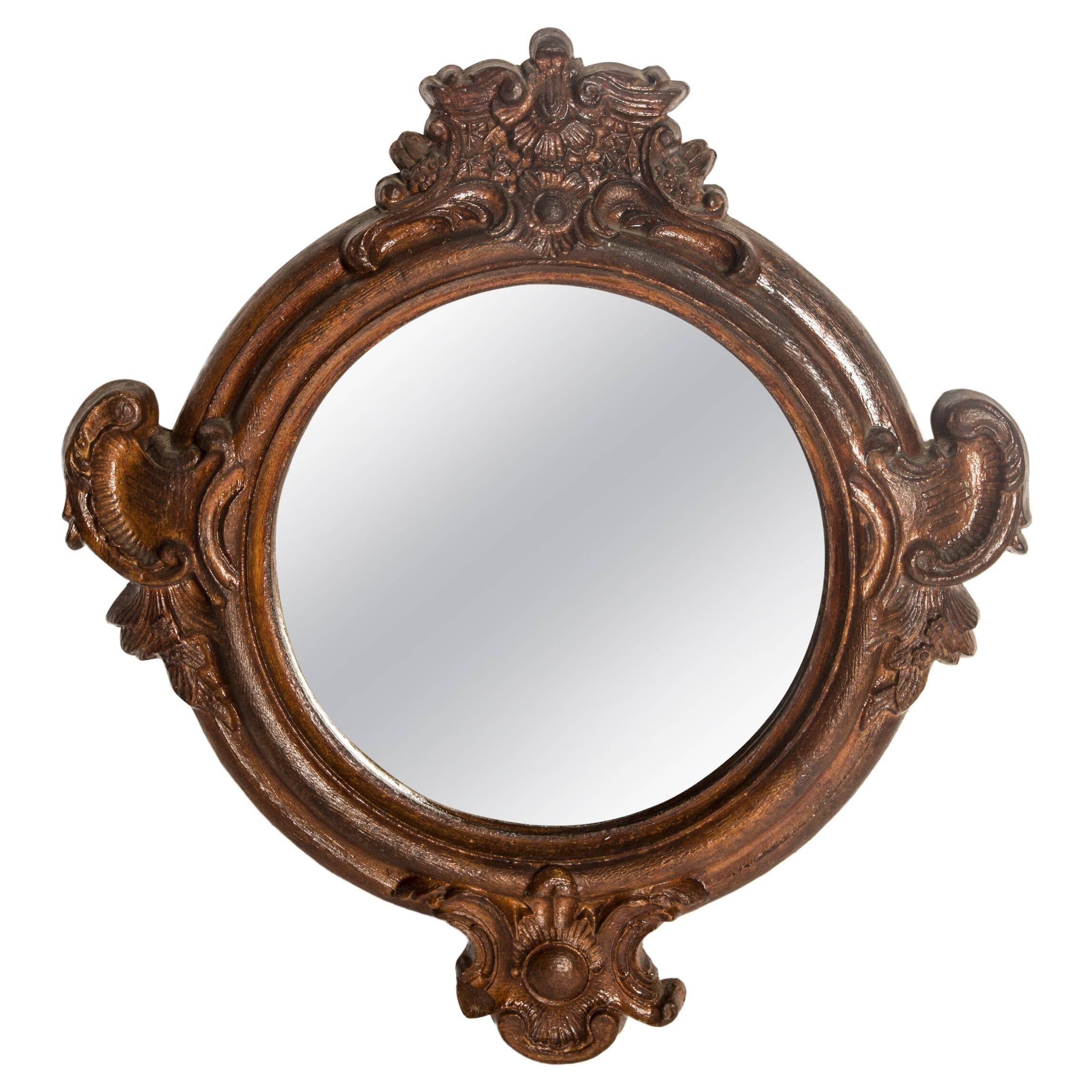 Miroir original en verre décoratif marron moyen, Europe, années 1960