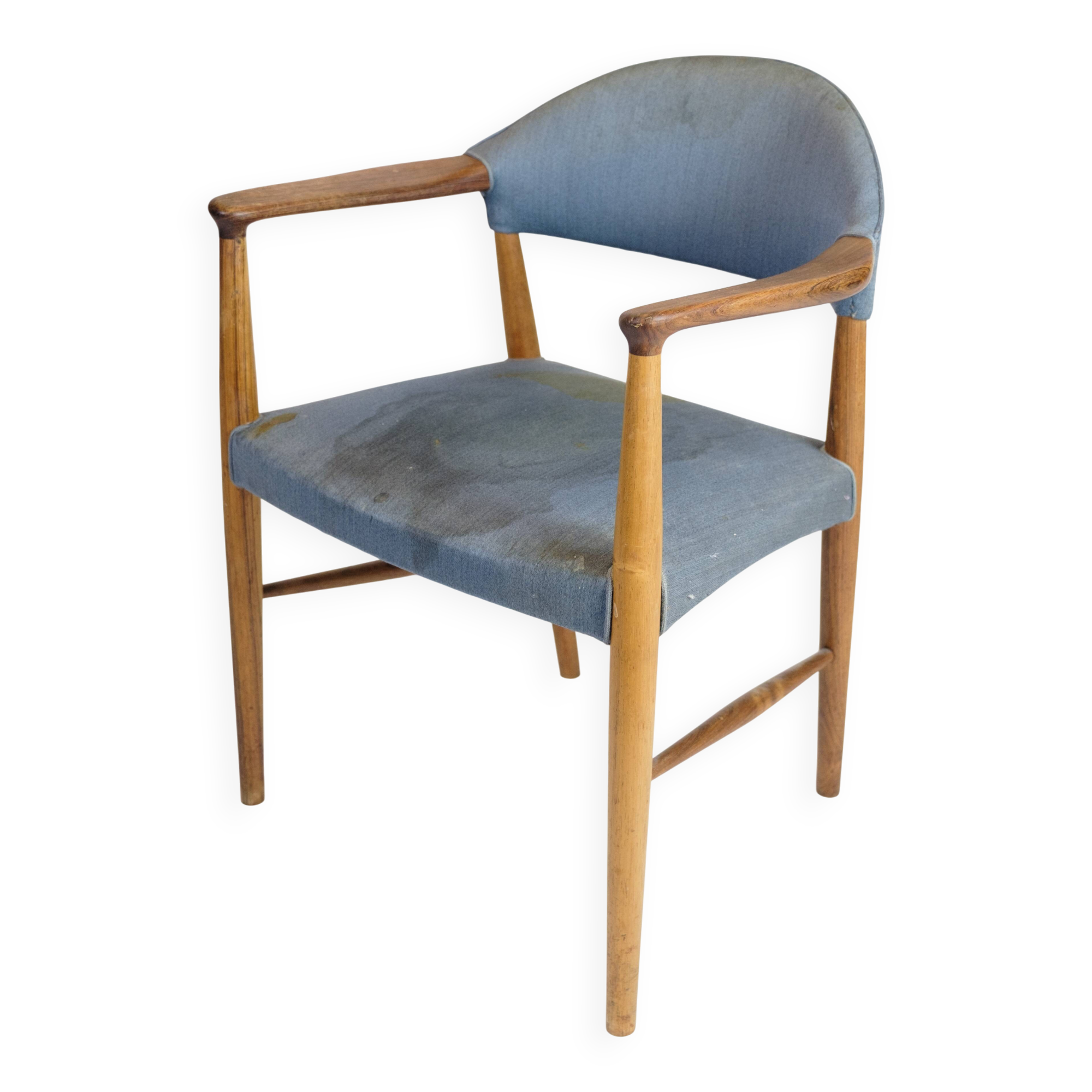 Armchair - Teak - Blue fabric seat - Kurt Olsen - Danish design - 1960s