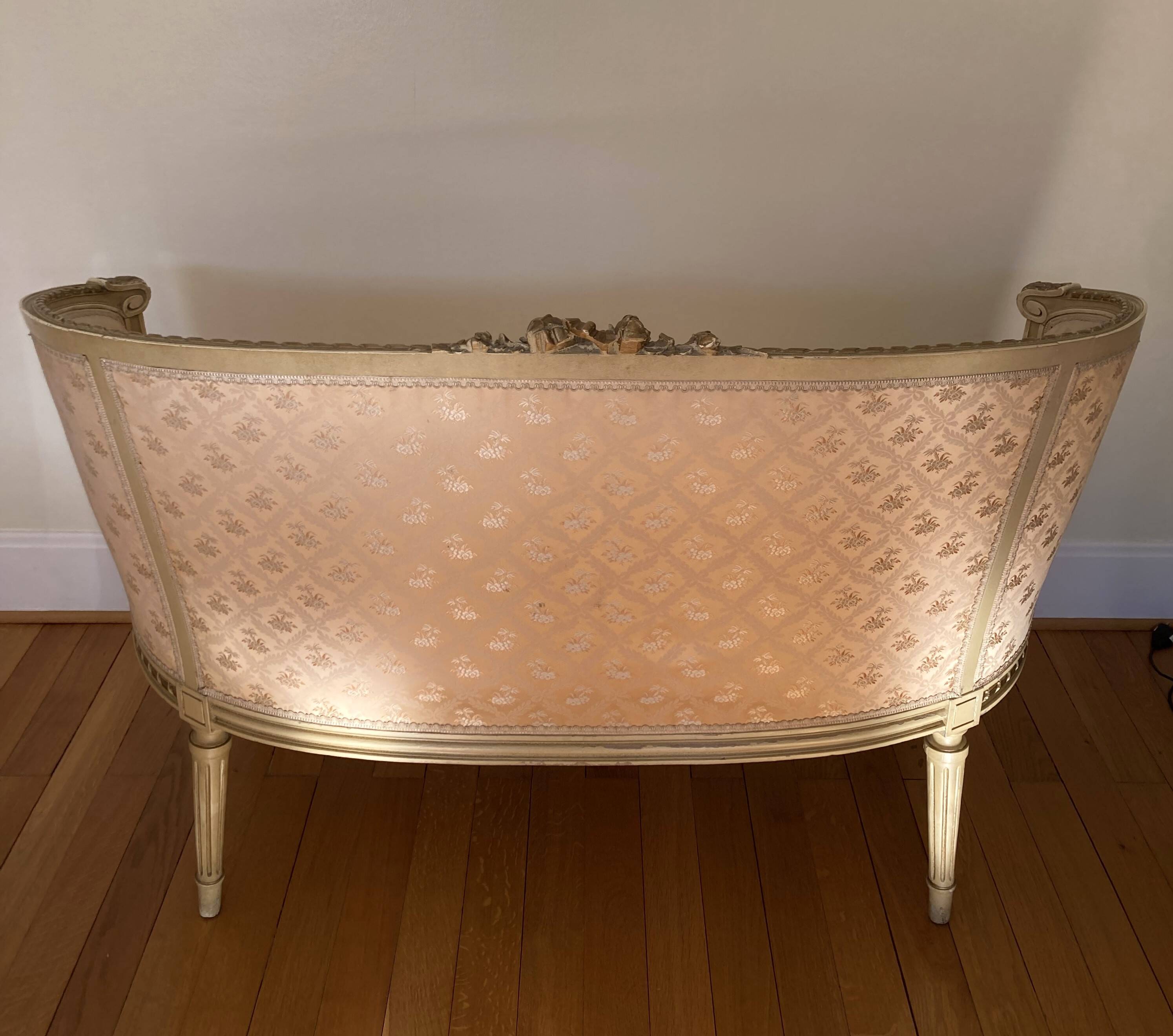 Louis XVI ivory and gold basket bench