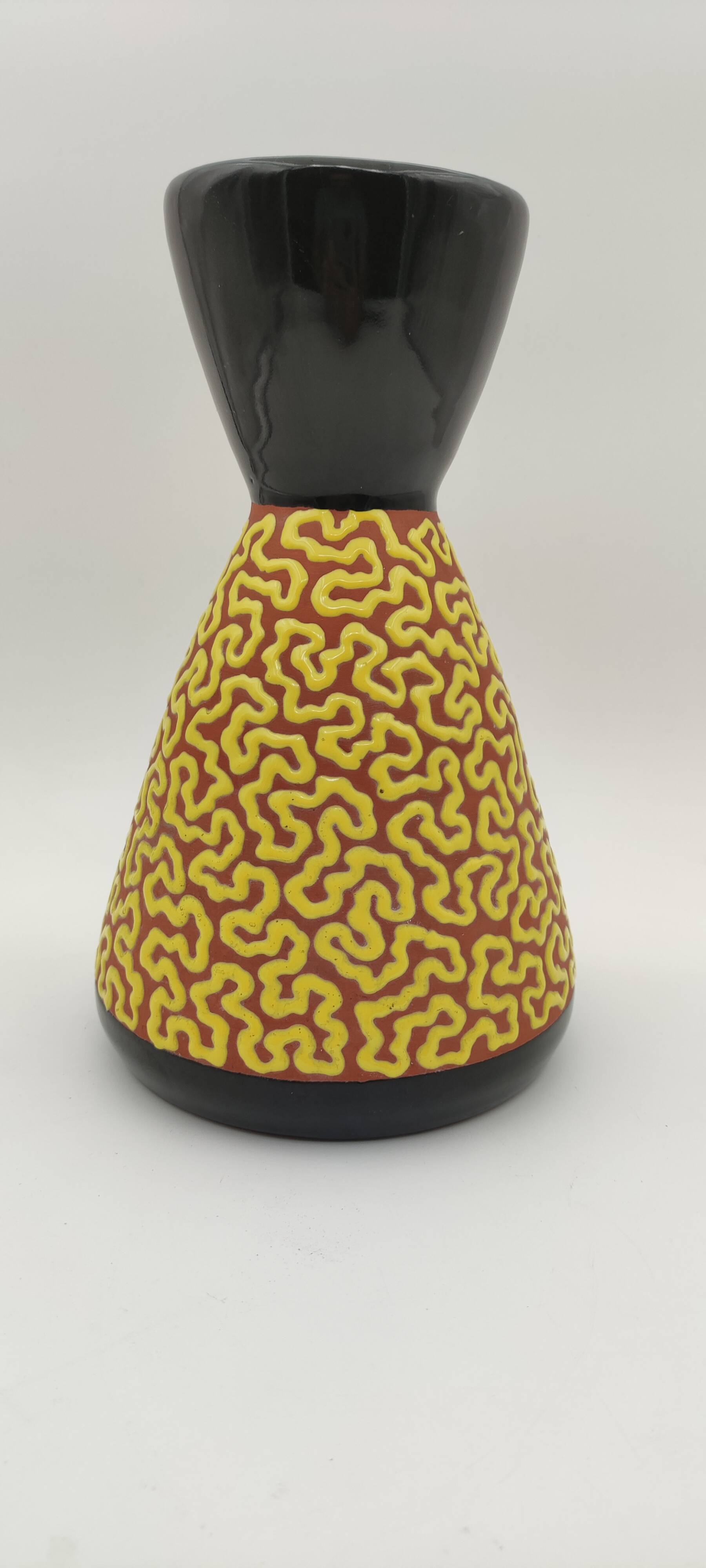 Ray Camart yellow and black ceramic vase