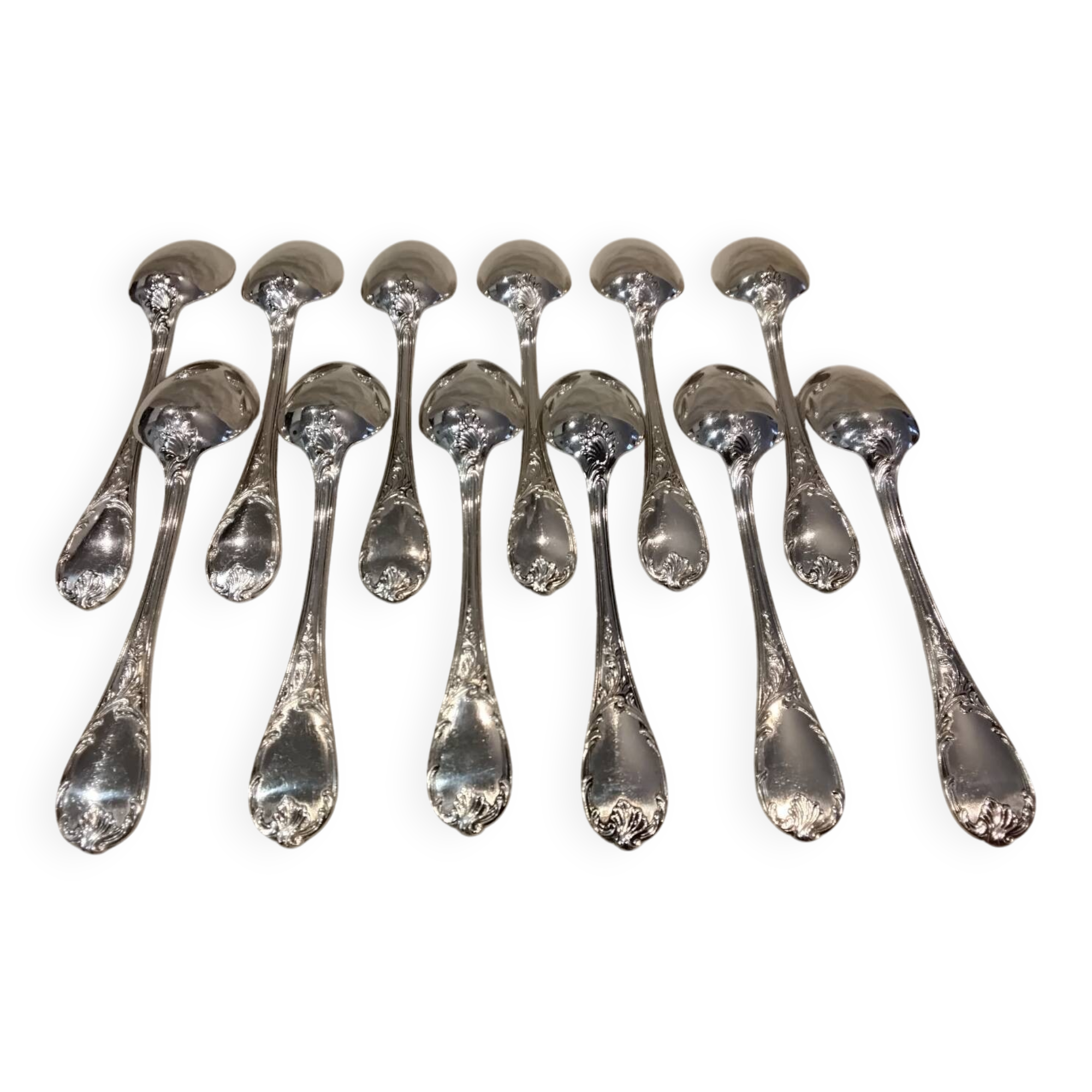 12 silver-plated dessert forks by Christofle Marly, 18.8cm