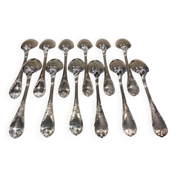 12 silver-plated dessert forks by Christofle Marly, 18.8cm