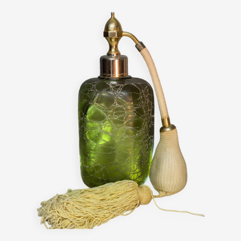 Flacon à parfum en verre craquelé vert