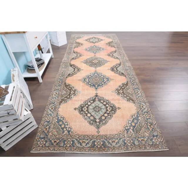 1960s Turkish hand-knotted runner rug 145x385
