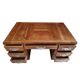 Large modernist minister's desk in solid lemon wood with 7 drawers.