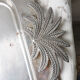 Vintage tray in silver stainless steel and palm tree