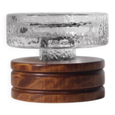 Support de bougie en cristal et bois Harry N. Boström, pour BO Ström, années 1960.