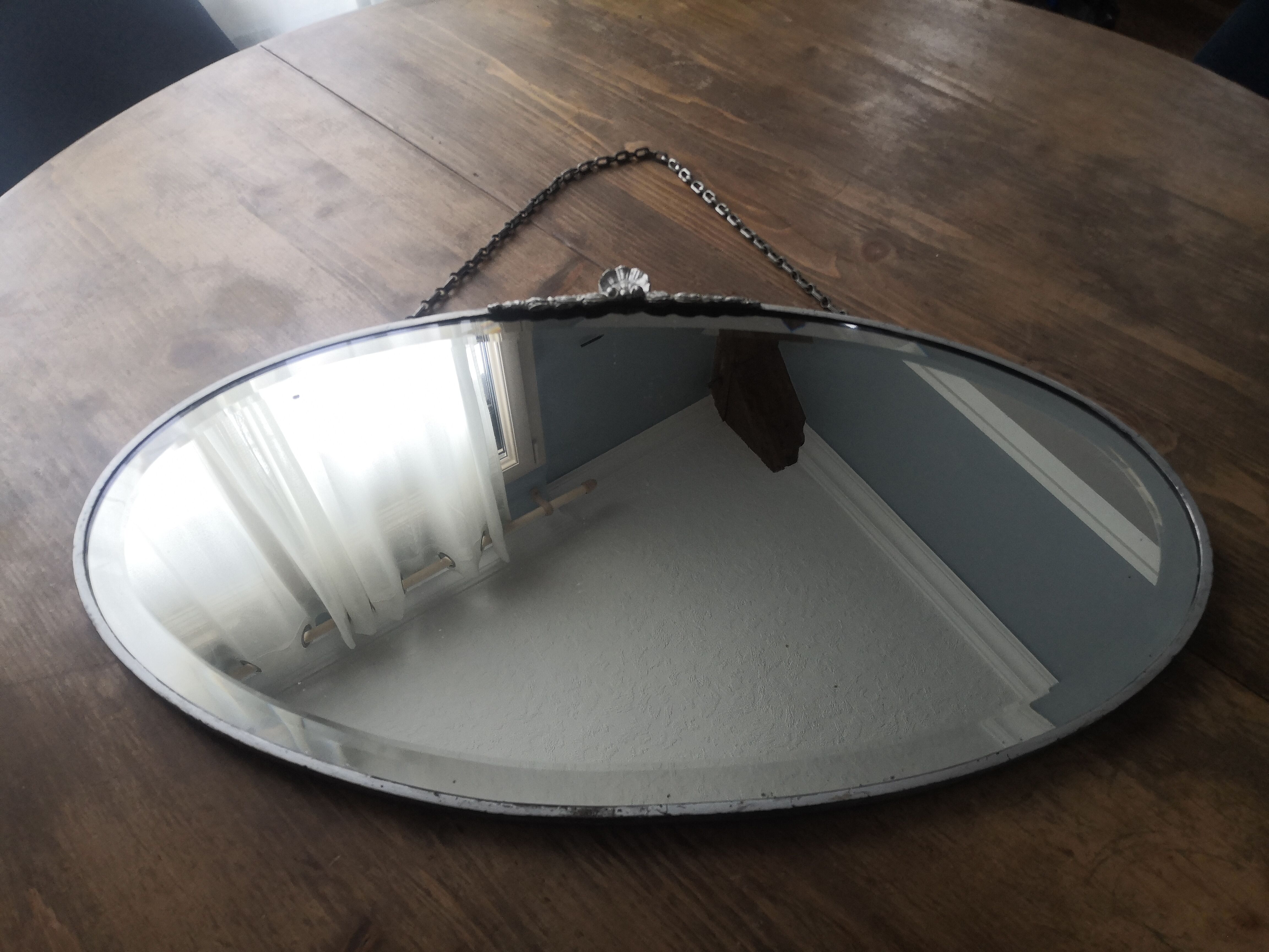Old bevelled art deco mirror  61x34cm
