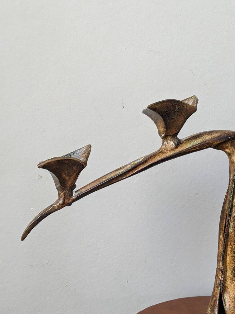 Iron candlestick, antique candle holder, handcrafted cast iron