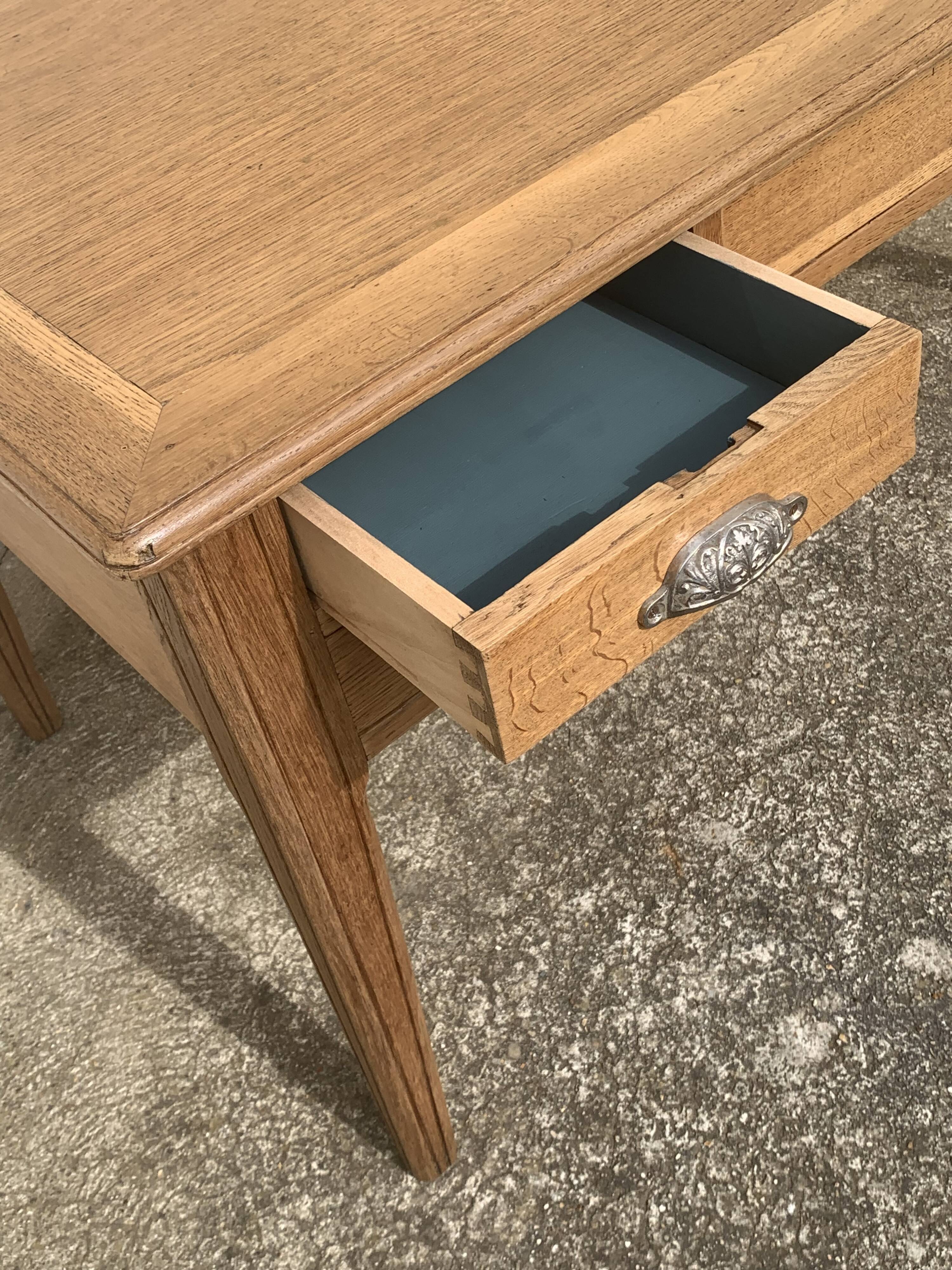 Solid desk in raw oak handles art deco shells