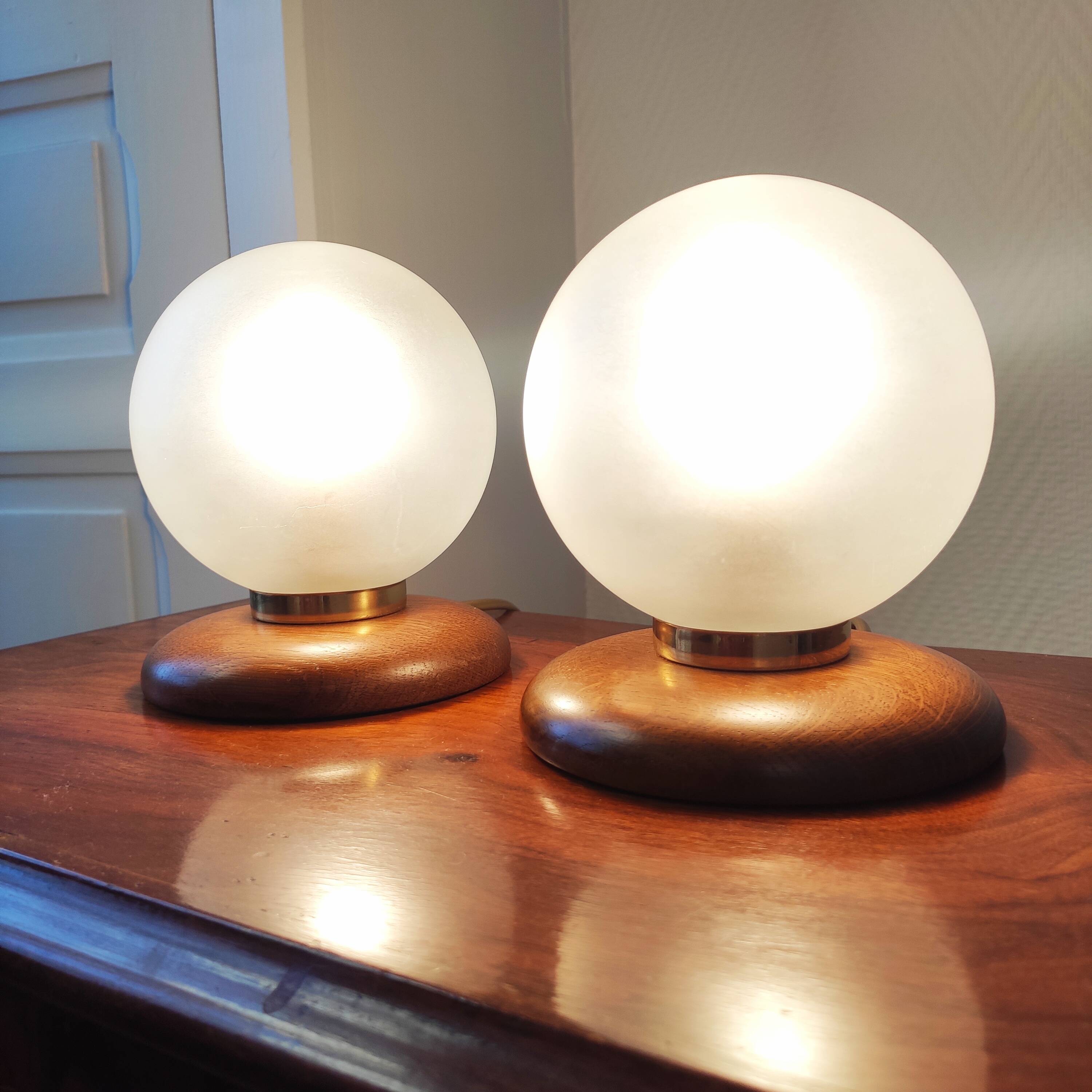 Pair of vintage ball lamps