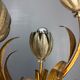 Midcentury Hollywood Regency Florentine gilt metal flower table lamp, 60s.