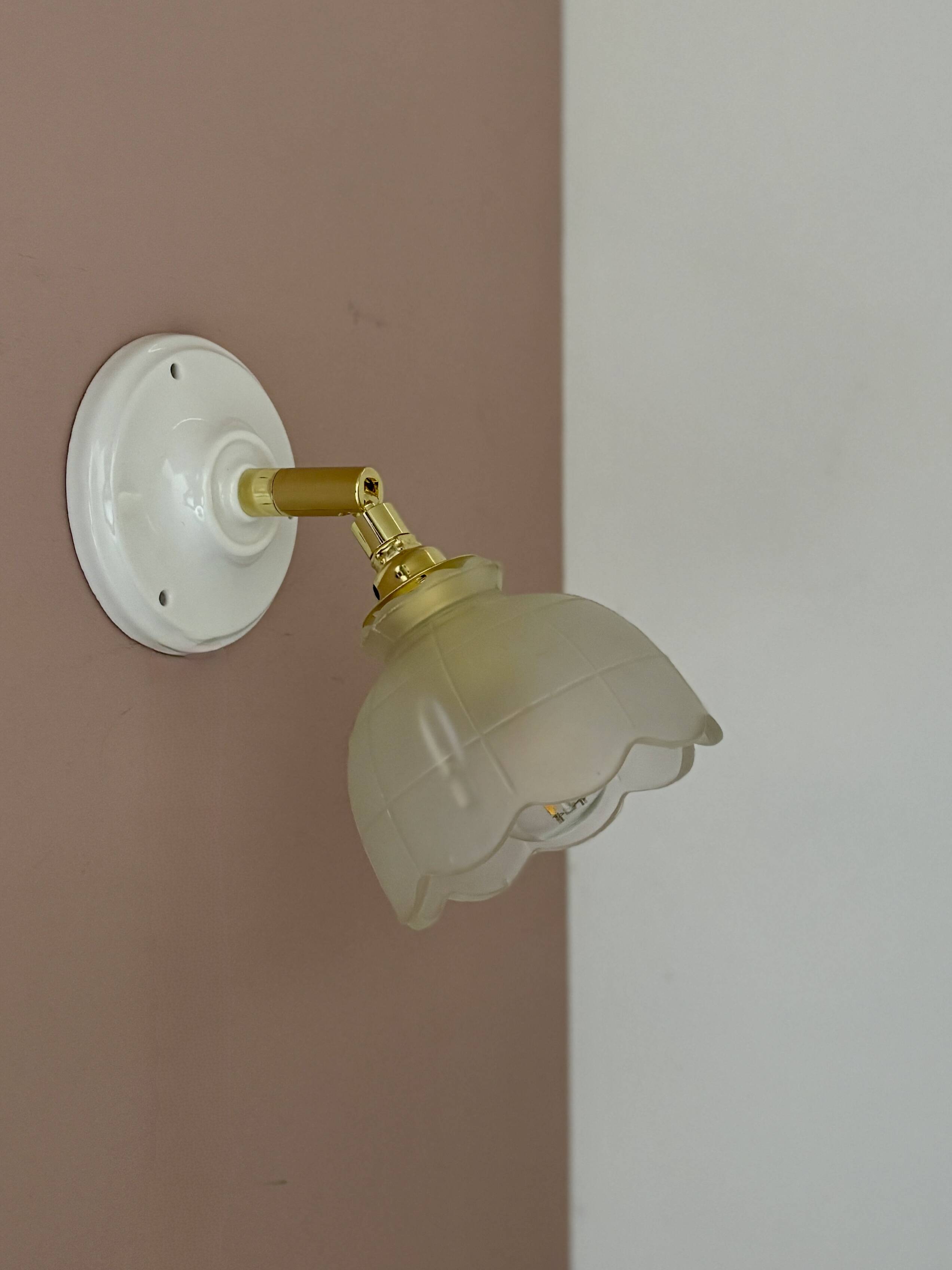 Vintage frosted glass tulip wall light