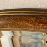 OVAL ART NOUVEAU MIRROR WITH ROSE DECOR AND PAINTED WOOD BEVELED GLASS