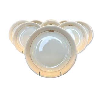 Set of 9 Monogram Porcelain Deep Plates - Rouard - Art Deco Service