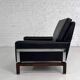 Pair of 50s-60s armchairs in imitation leather, wood and chrome