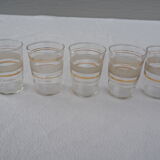 9 wine glasses, gold edging and granite – 1960s-1970s