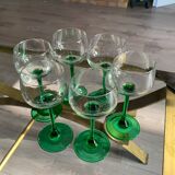 Vintage green stemware, made in france
