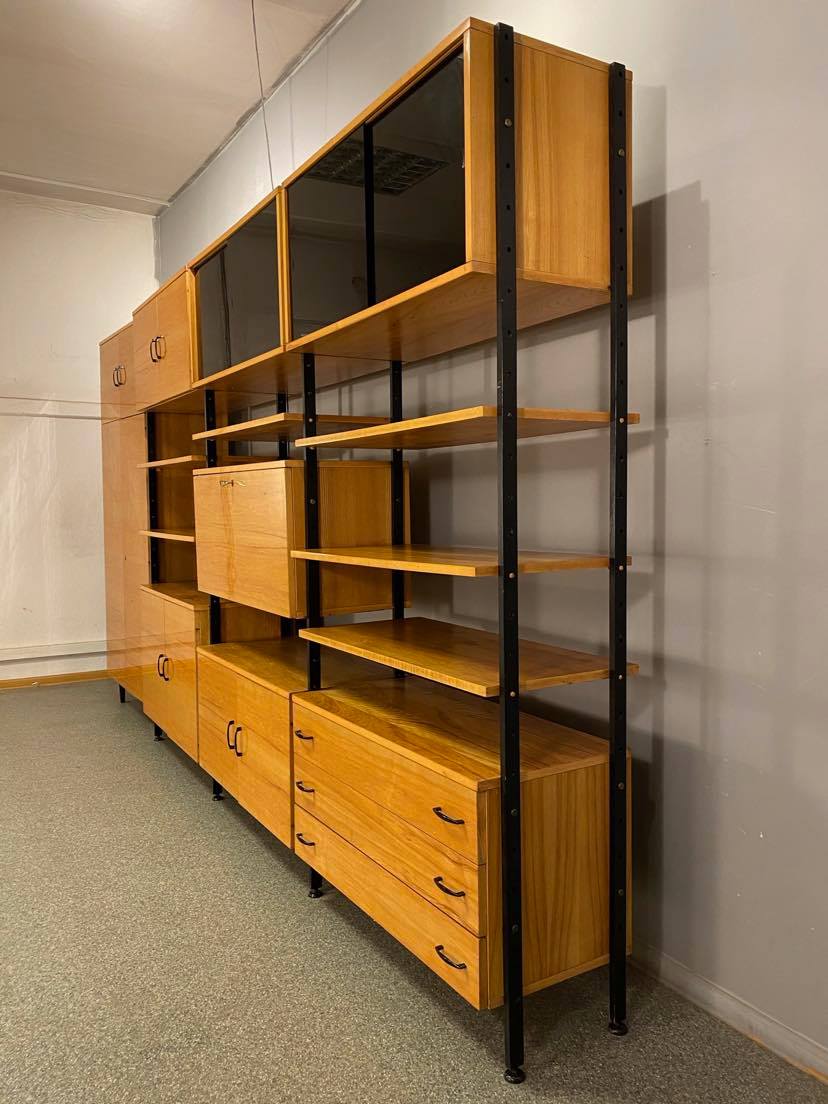 Modular bookcase with vintage wardrobe 60