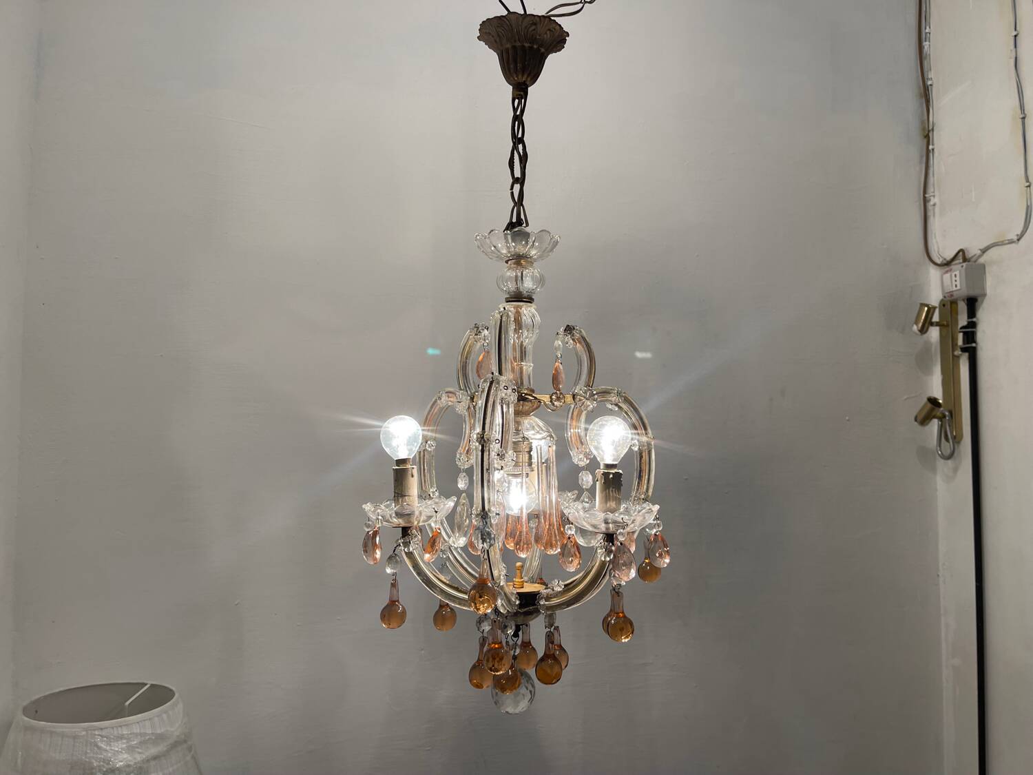 Pink Murano glass tear drop chandelier 1950’s