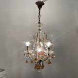 Lustre en forme de larme en verre de Murano rose des années 1950