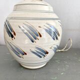 Signed ceramic lamp, new 200 cm cable, new lampshade