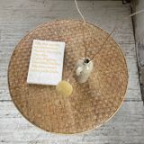 Wicker and metal coffee table from the 1950s