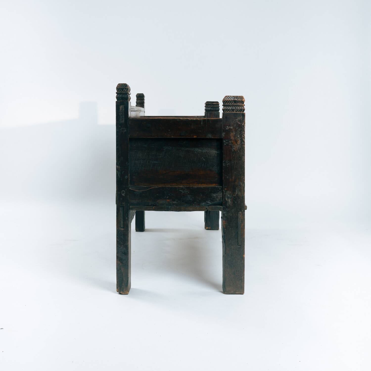 Antique walnut wooden Spanish siesta bench, Spain mid 1700s