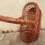 Panier porte bouteille en osier , vintage