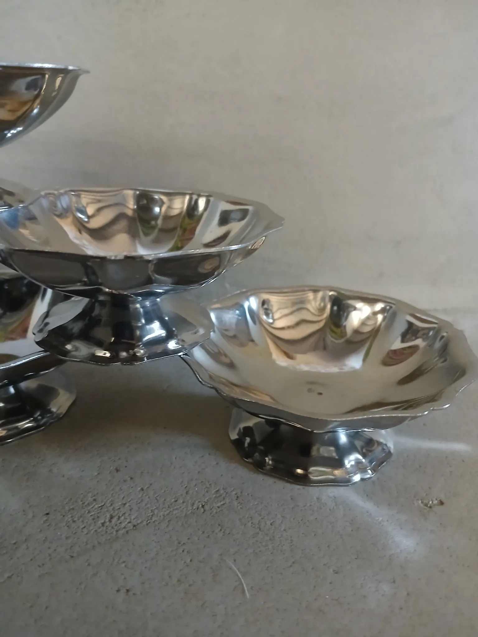6 antique metal ice cream cups