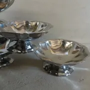 6 antique metal ice cream cups
