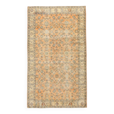 6x9 Orange & Black Floral Pattern Bordered Style Vintage Rug, 160x271Cm