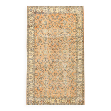 Tapis vintage à motifs floraux orange et noirs