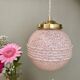 Vintage art deco globe pendant light in pink Clichy glass