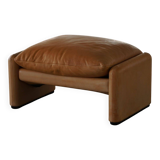 Maralunga ottoman in leather, Vico Magistretti for Cassina, Italian modern, 1973