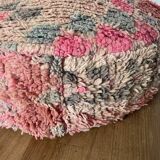 Colorful moroccan pouf berber pouf in round wool handmade bohemian pink