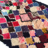 Tapis berbère Boucherouite vintage à losanges multicolores 173x146cm