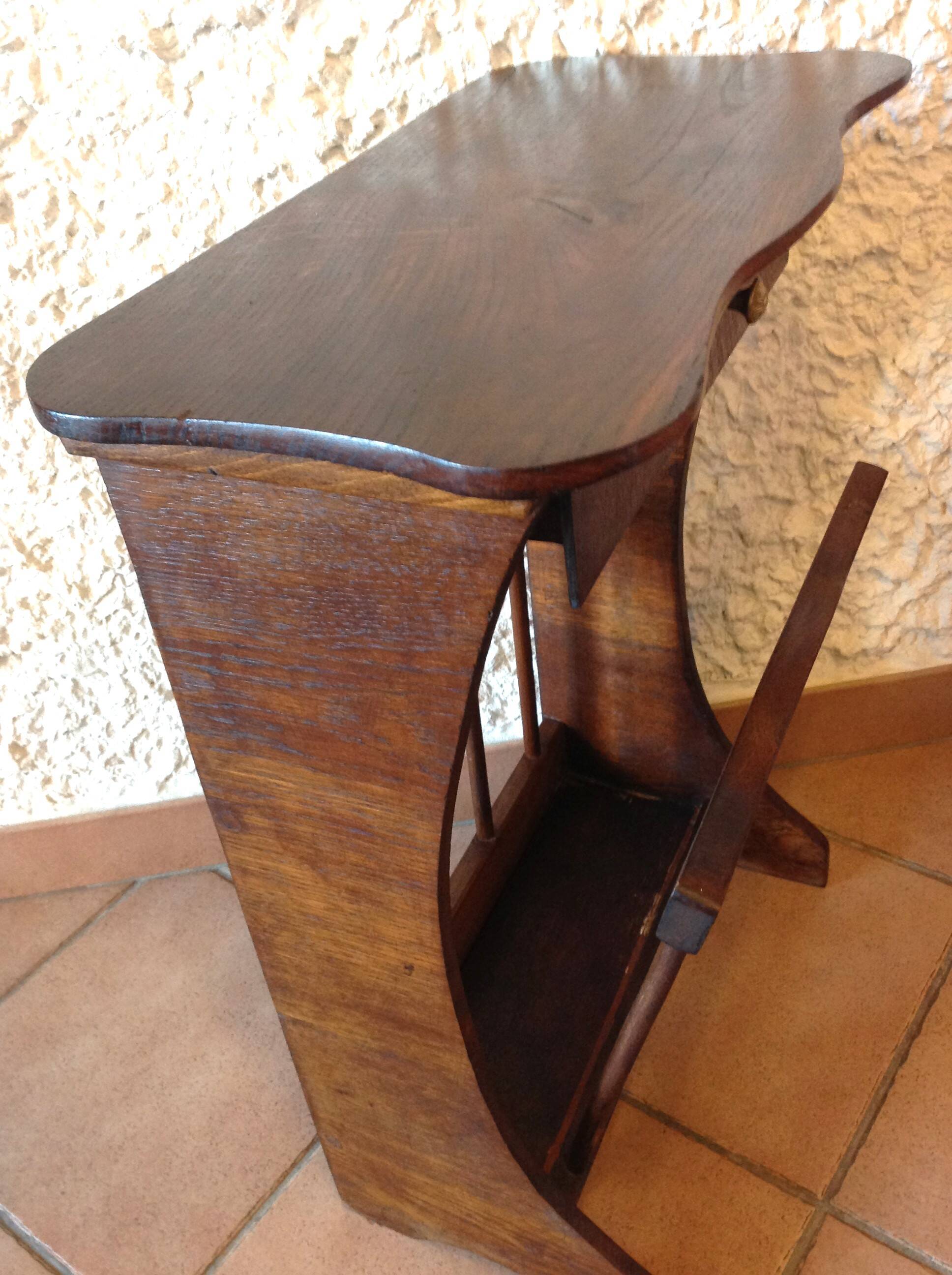 Magazine holder in varnished wood / vintage 60s