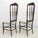 Pair of Gaetano Descalzi Midcentury Italian Chiavari High Back Chairs, 1950