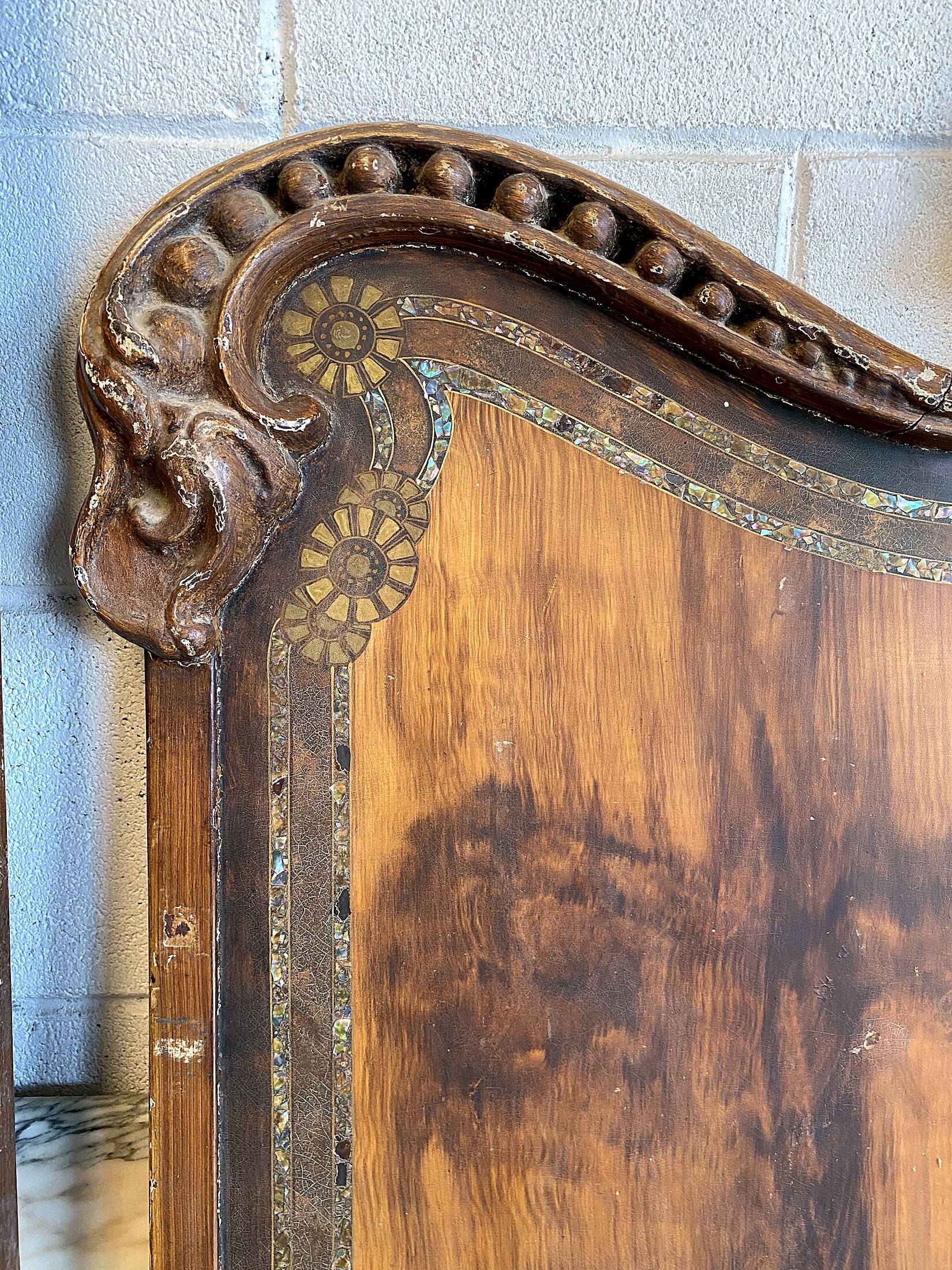 Pair of Art Nouveau cast iron headboards, Italy circa 1900