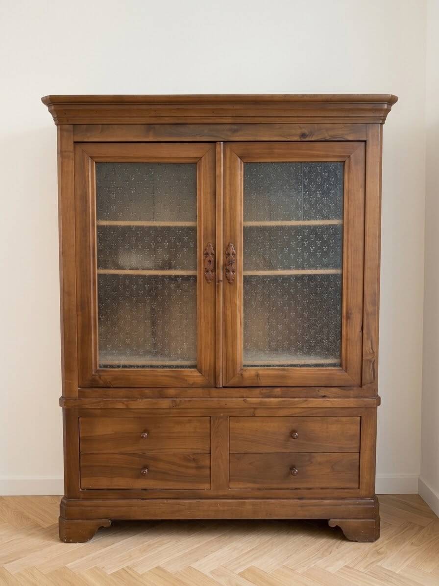 Handcrafted walnut wood bookshelf