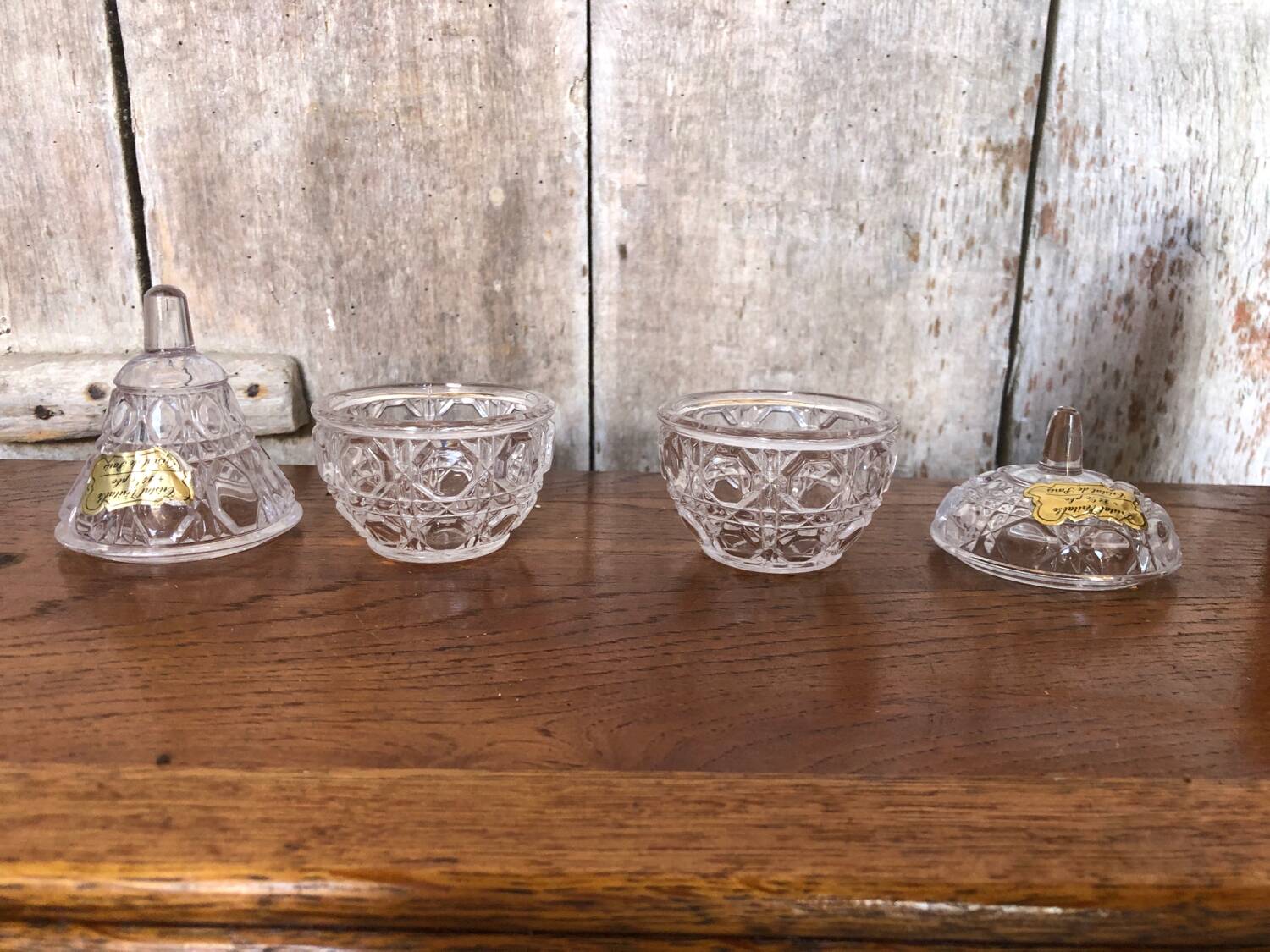 Paire ancienne bonbonnière cristal de paris pomme & poire vintage